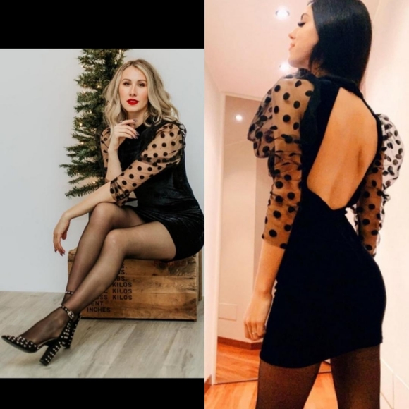 Zara velvet dotted mesh dress - Picture 8 of 8